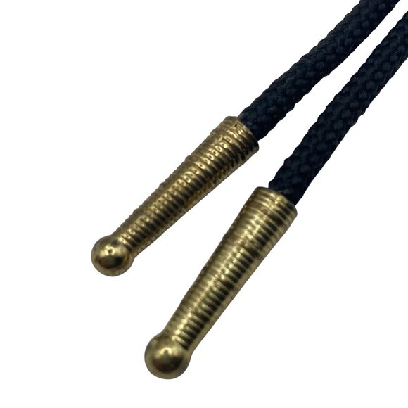 Vintage Brass Bolo Tie Necklace Gold-Toned Brutalist Modernist Pendant 34" Boho - Picture 5 of 7